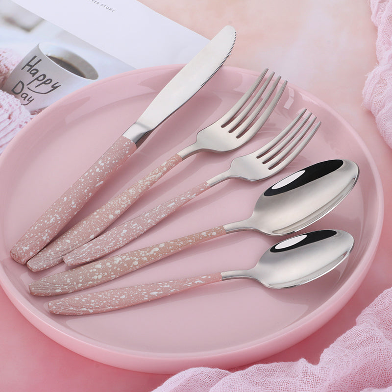 Buyer Star Wholesale Stainless Steel Pink Cutlery Set Western Modern Design Tableware