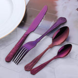 Amazon Hot Sale 304 Stainless Steel Purple Color Cutlery Mirror Polished