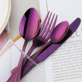 Purple Color 304 Stainless Steel Smooth Edge Tableware Sets