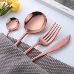 Manufacturer Cheap Price Stainless Steel Rose Gold Flatware Kitchen Party Tableware Set