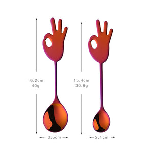 Reusable Golden Plated Stainless Steel Spoon Colorful Handle Dessert Tea Coffee Spoon Scoop