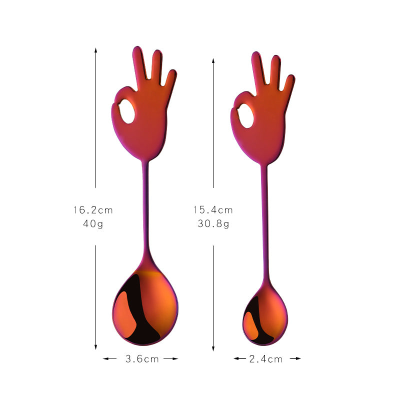 Reusable Golden Plated Stainless Steel Spoon Colorful Handle Dessert Tea Coffee Spoon Scoop