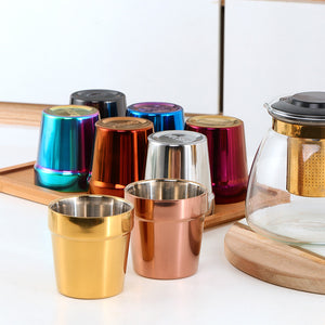 Double Walled Tea and Coffee Camping Travel Cup Thermal Insulated Stainless Steel Mug