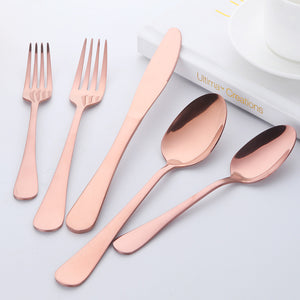 BUYER STAR Bulk 5pcs Modern Restaurant knife Fork Spoon Silverware Set Stainless Gold Plated Flatware Sets