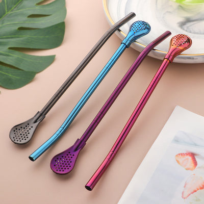 New Design Detachable Straw Spoon Stirring Juice Bar Stool Mirror Polished