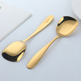 Edge Smooth Stainless Steel Tableware Flat Spoon Gold Color Cutlery Sets