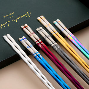 Chopsticks Reusable Lucky Design Gift Set Hand-made Stainless Steel Chopsticks