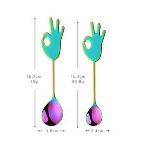 Reusable Golden Plated Stainless Steel Spoon Colorful Handle Dessert Tea Coffee Spoon Scoop