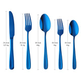 304 Stainless Flatware Set Mirror Polish Blue Color Kitchen Hotel Party Cutlery