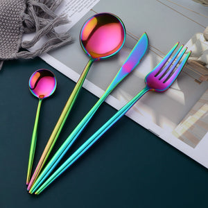 Amazon Hot Sell Western Cutlery Set Stainless Steel Silver Flatware Kitchen Wedding Cutlery Set