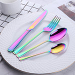 304 Stainless Steel Metal Tableware Sets Rainbow Color for Party Wedding