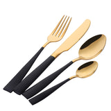 Factory Wholesale 304 Stainless Steel Modern Dinnerware Black Gold Cutlery