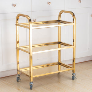 Stainless Steel Dining Car Trolley Commercial Dining Car Receiving Bowl Restaurant Food Hotel Serving Car(3 Layers)
