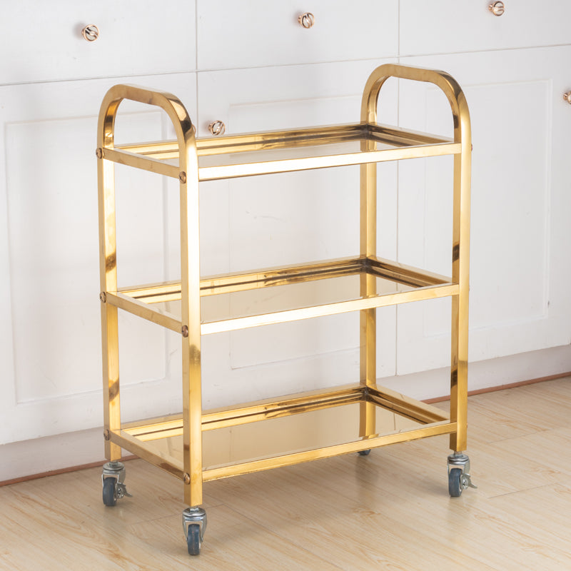 Stainless Steel Dining Car Trolley Commercial Dining Car Receiving Bowl Restaurant Food Hotel Serving Car(3 Layers)
