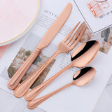 Accept Customer LOGO Tableware Sets Mirror Polished Cutlery Rose Gold Color