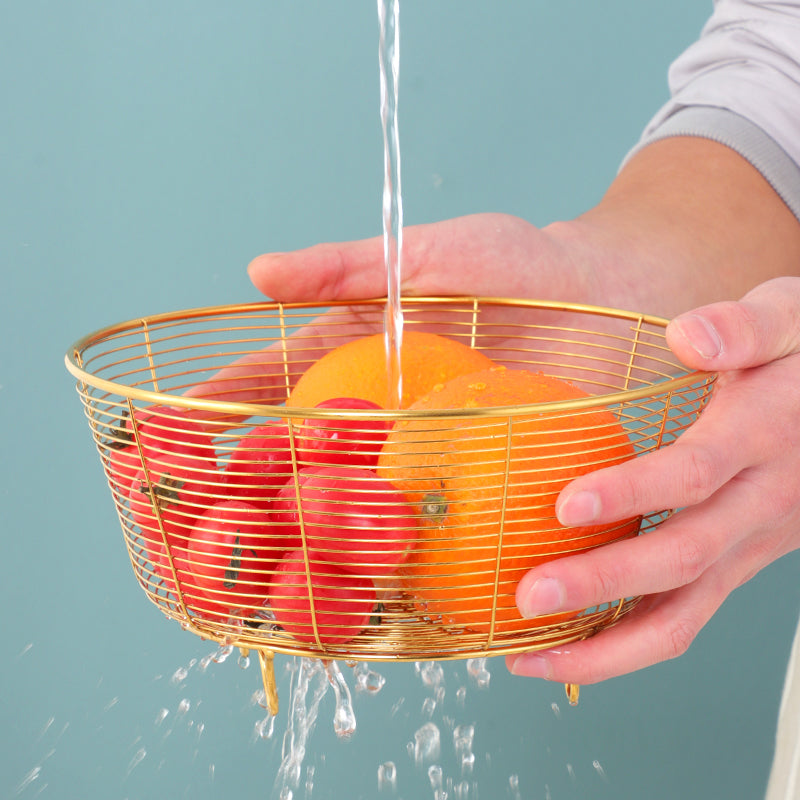 Stainless Steel Wire Fruit Basket, Storage Bowl, Colander Bowl, Fruit Bowl, Organizer for Fruits, Vegetables, and Snacks