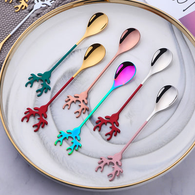 Buyer Star 50pcs Christmas Fawn Spoon Stainless Steel Deer Head Dessert Spoon