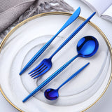 Cheap Price 304 Stainless Steel Blue Flatware Party Wedding Bar Tableware Set