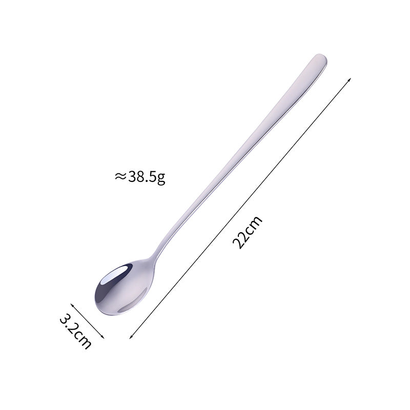 Long Handle Coffee Spoon Set Small Korean Metal Dessert Spoons Gift Brass Stainless Steel Flatware