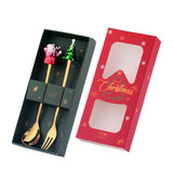 Christmas Style 50 set- Spoon and Fork Stainless Steel Cutlery Set In Gift Box for Festive Celebrations - comes in a beautiful Red color