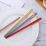 Buyer Star 304 Stainless Steel Square Chopsticks Colorful Sets for Kitchen Canteen