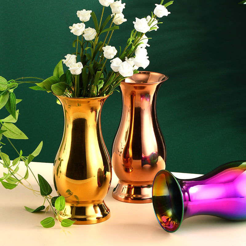 Metal Vase Centerpiece Decoration, Stainless Steel Tabletop Flower Vases- Ideal for Office, Home Wedding Birthday Anniversary Ceremony Event Decor