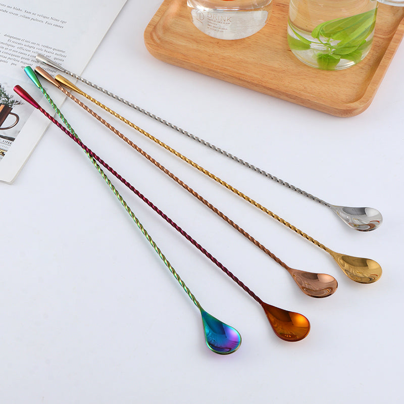 Buyer Star Bar Spoon Cocktail Mixing Stirrers for Drink Cocktail Spoon Long Handle Bar Spoon Cocktail Stirring Spoon for Shaker Tall Cups
