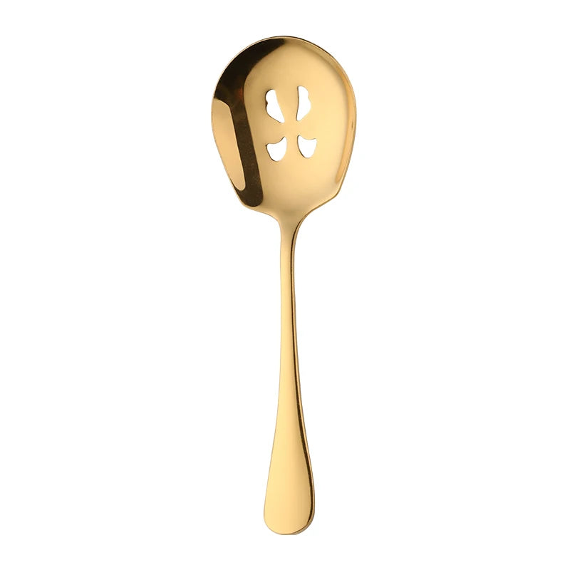 High Quality Colorful Slotted Service Spoons Set Stainless Steel Large Serving Spoon For Buffet Restaurant