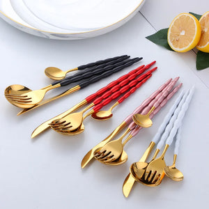 Cheap Luxurious Matte/mirror Stainless Steel Gold Coffee Spoons Forks and Knives for Events Bulk Cutlery