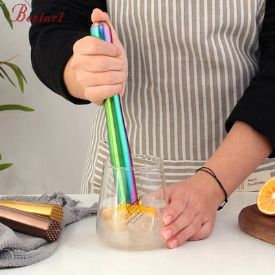 Food Grade Stainless Steel Bar Tool Fruit Muddler Crushed Pressing Stick Ice Smashing Lemon Hammer