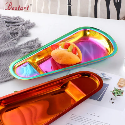 Hotel Dinning Room Stainless Steel Gold Serving Trays for Restaurant Tableware