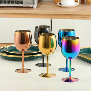Popular Cup Metal Wine Mugs Stopper Drinking Custom Goblet 304 Stainless Steel Red Wine Glasses