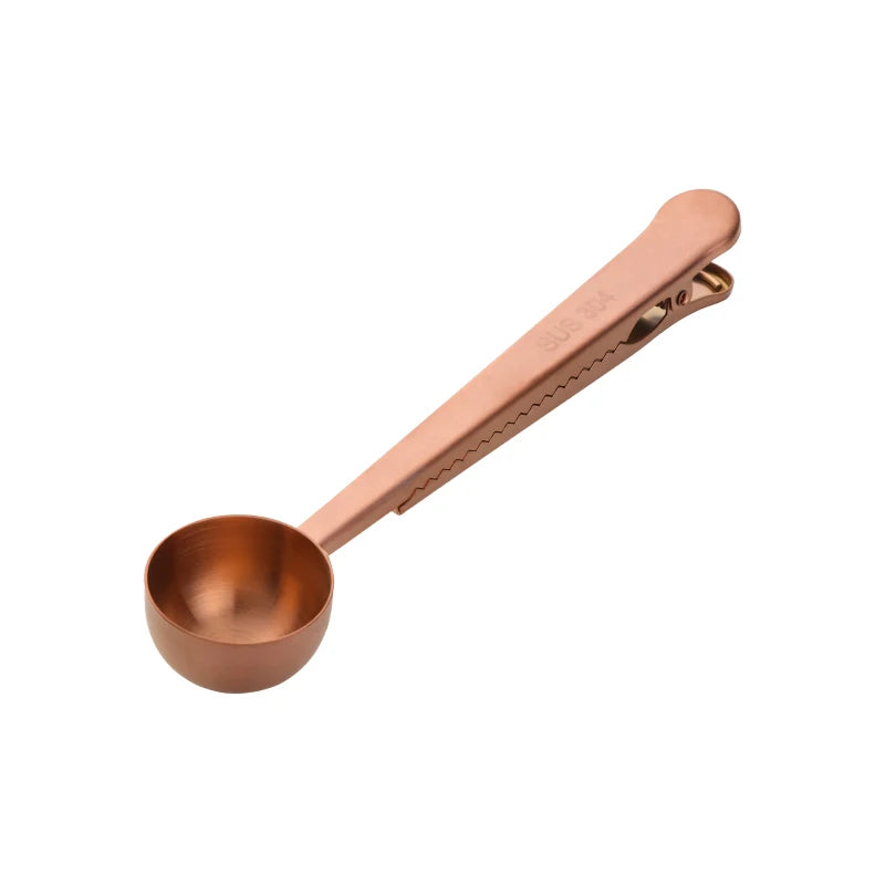 Cooking Tools Stainless Steel Metal Coffee Measuring Spoon Scoop With Bag Clip