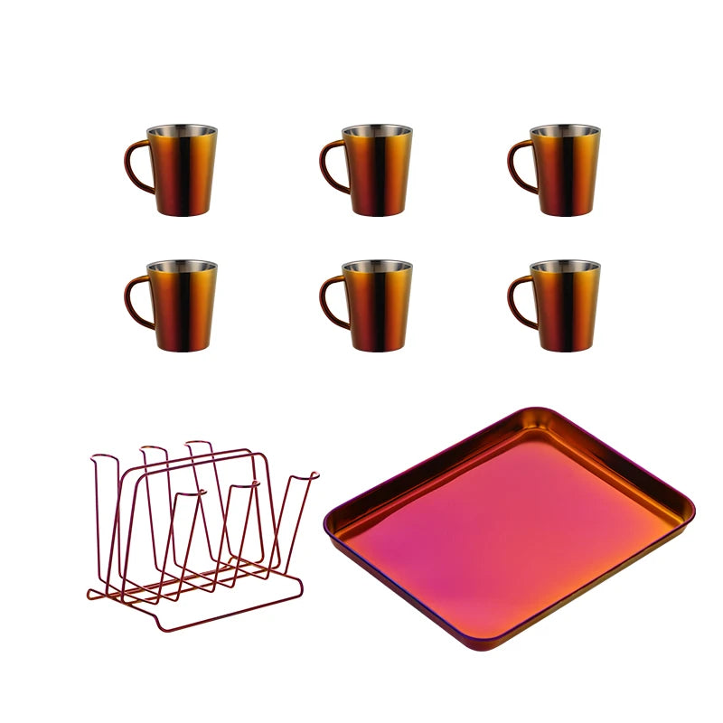 ODM/OEM Top Sale Luxury Double Wall Stainless Steel Colorful Coffee Cups Sets