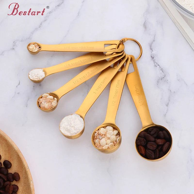 Set of 6 Mini Oval Shape Stainless Steel Measuring Spoons Set