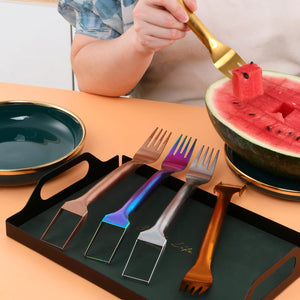 Creative Cartoon Animal Shape Fork and Spoon Set Stainless Steel Long Handle Spoon Fork