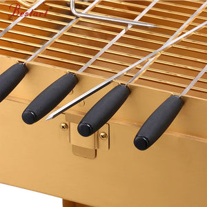 Portable Camping Cypriot Grill Top Rotisserie Barbecue Grill Outdoor Stainless Steel Double Barbecue Grills