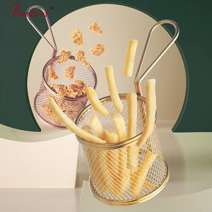 Creative Wire Basket Colander Stainless Steel Kitchen Strainer Restaurant French Fry Basket