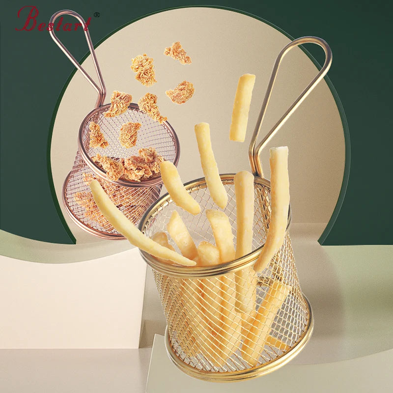 Creative Wire Basket Colander Stainless Steel Kitchen Strainer Restaurant French Fry Basket