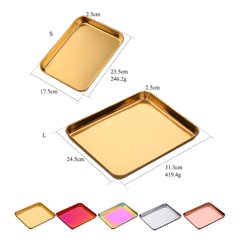 Multi Function BBQ Baking Tray Wholesale Stainless Steel Food Grade Serving Tray Silver Metal Plate for Meat and Food