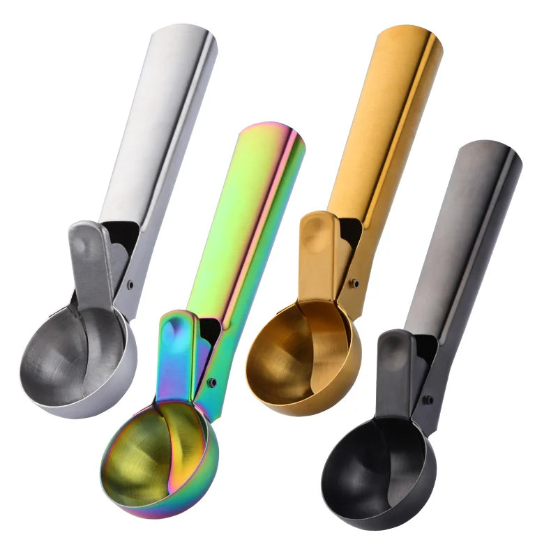 Wholesale Gold Ice Cream Spoon Stainless Steel Ice Cream Scoop with Trigger