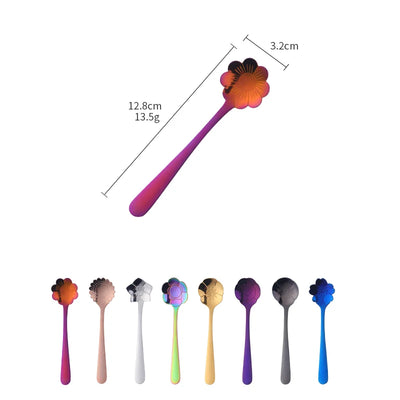 Buyer Star wholesale bulk Mirror throwing flower long spoon gold set stainless flatware coffee spoon