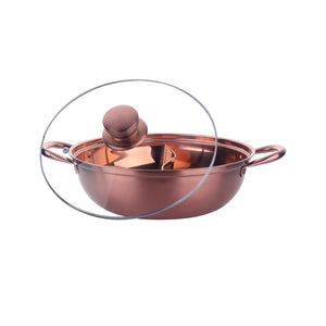 304 Food Grade Stainless Steel Shabu Shabu Hot pot with Divider&Lid for Induction Cooktop Gas Stove Dual Sided Soup Cookware