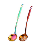 Metal Soup Ladle, 18/8 Stainless Steel Ladle Spoon And Strainer Scoop Set With Holes, Cooking Utensil For Kitchen