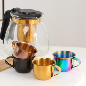 Custom logo Gold Portable Travel Drinking Cups Shot Glass with Black Cheap Stainless Steel Mini Wine Cup Set