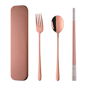 ODM/OEM Hot Sale Stainless Steel 304 Fork Titanium Chopsticks Spoon Portable Camping Cutlery Set