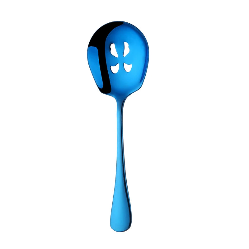 High Quality Colorful Slotted Service Spoons Set Stainless Steel Large Serving Spoon For Buffet Restaurant
