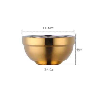 Tableware Insulated Double Walled Polished Rose Gold 304 Stainless Steel Round Rice Bowls