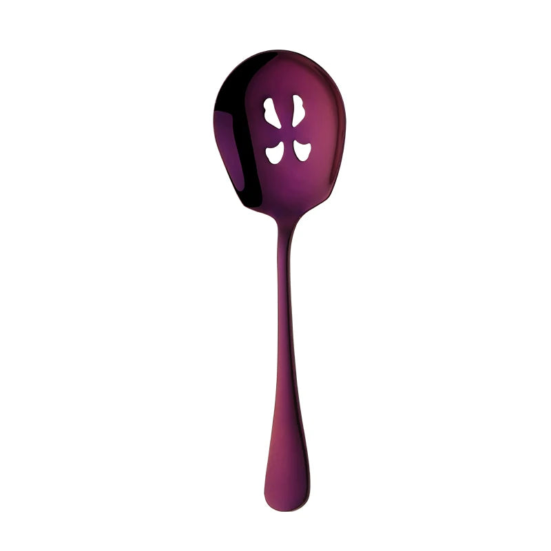 High Quality Colorful Slotted Service Spoons Set Stainless Steel Large Serving Spoon For Buffet Restaurant