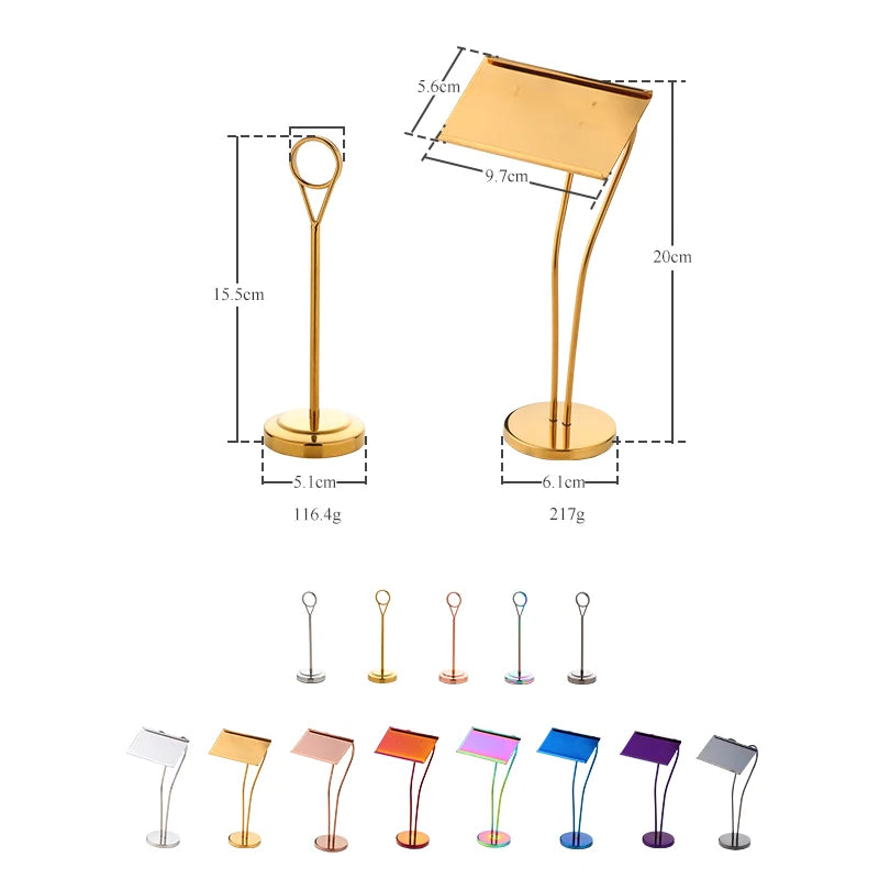 Factory Direct Sales Tabletop Stainless Steel Gold Plated Stand up Table Number Holder